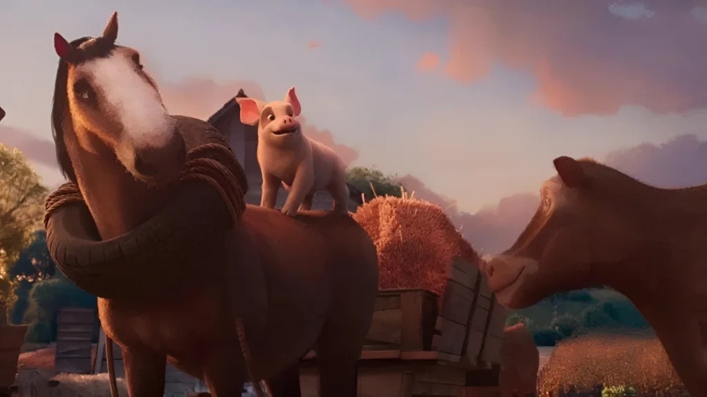 Animal Farm 2026 voice cast characters scene from animated film 2026