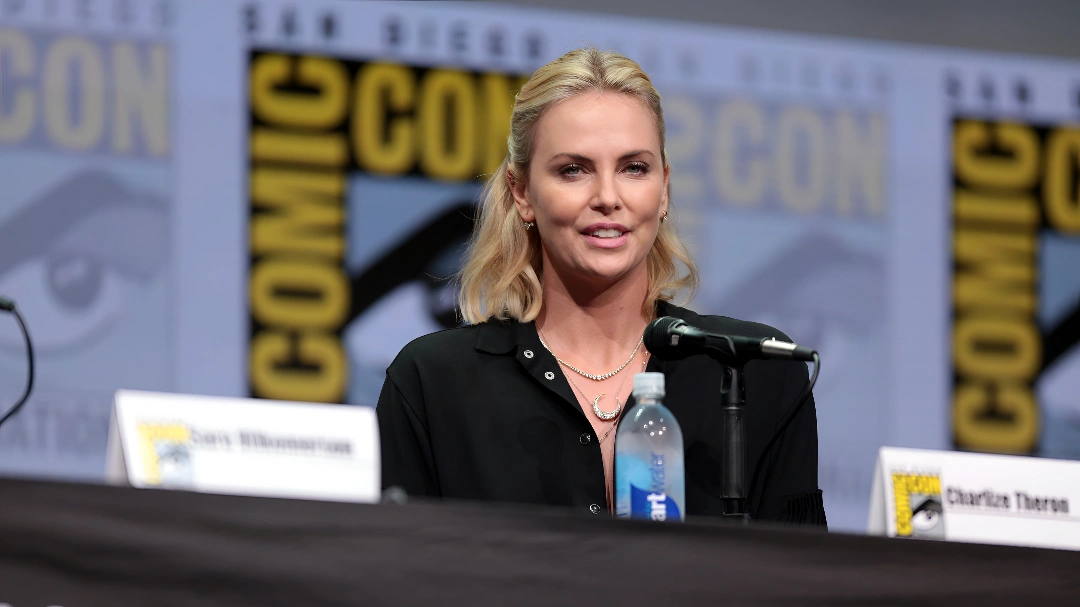 Charlie Theron speaking at the 2017 San Diego Comic Con International
