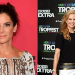 Composite of Sandra Bullock at the 2011 Oscars in a grey sequined top and Nicole Kidman at Tropfest 2012 in a black and white Gucci dress.